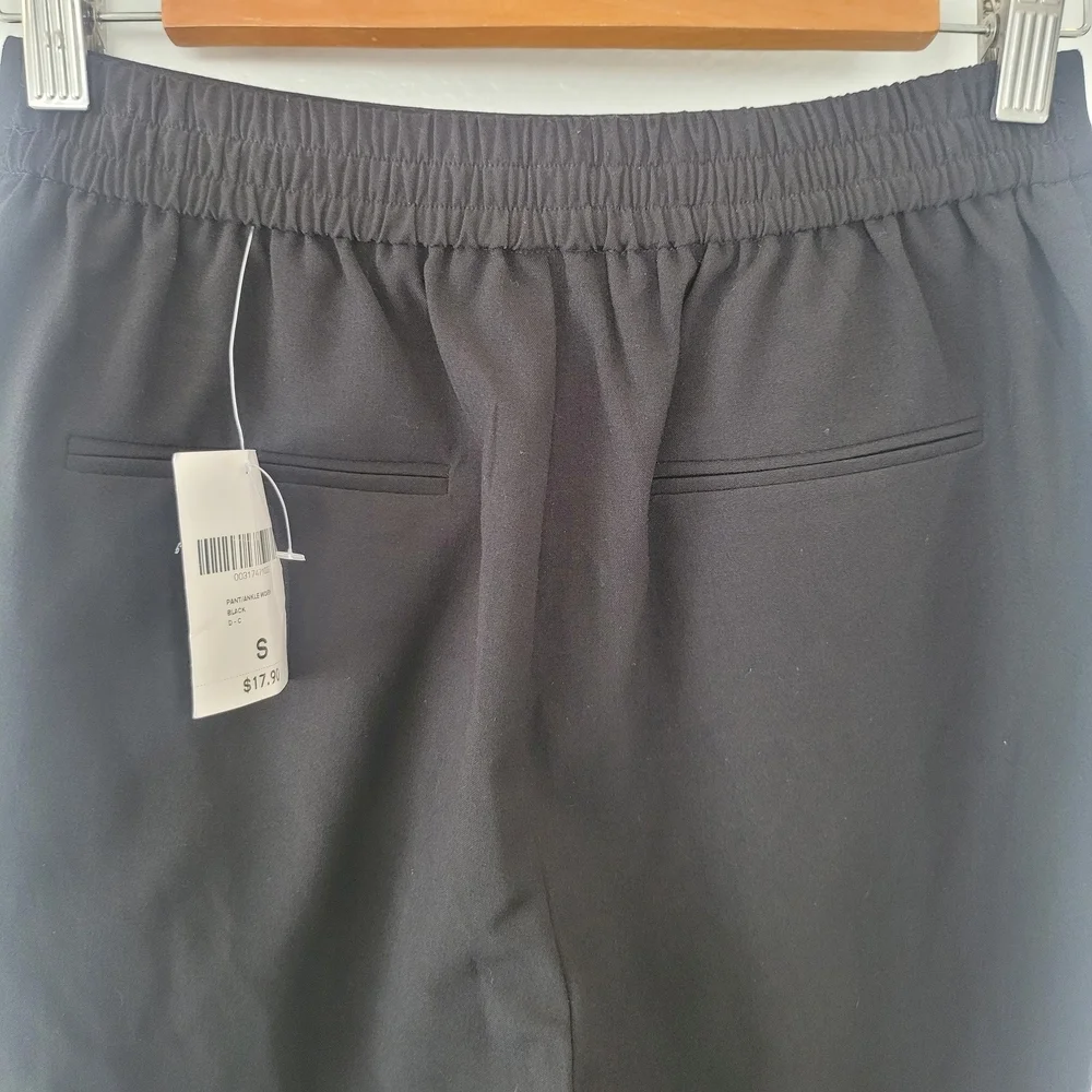 Forever 21 Black Elastic Waist Pants Ankle Woven Womens Size Small